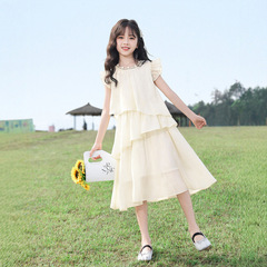 女の子ドレスサマードレス 2025 新しい中型と大型子供の夏の子供のプリンセスドレス夏の小さな女の子のケーキドレス