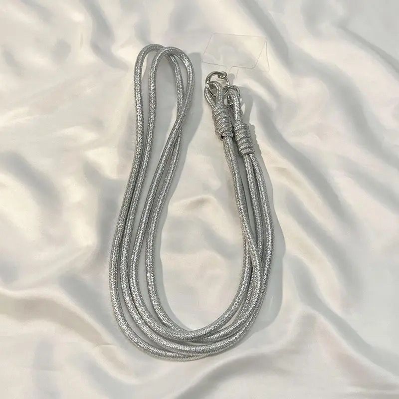 Braided bright silver long rope [with card]