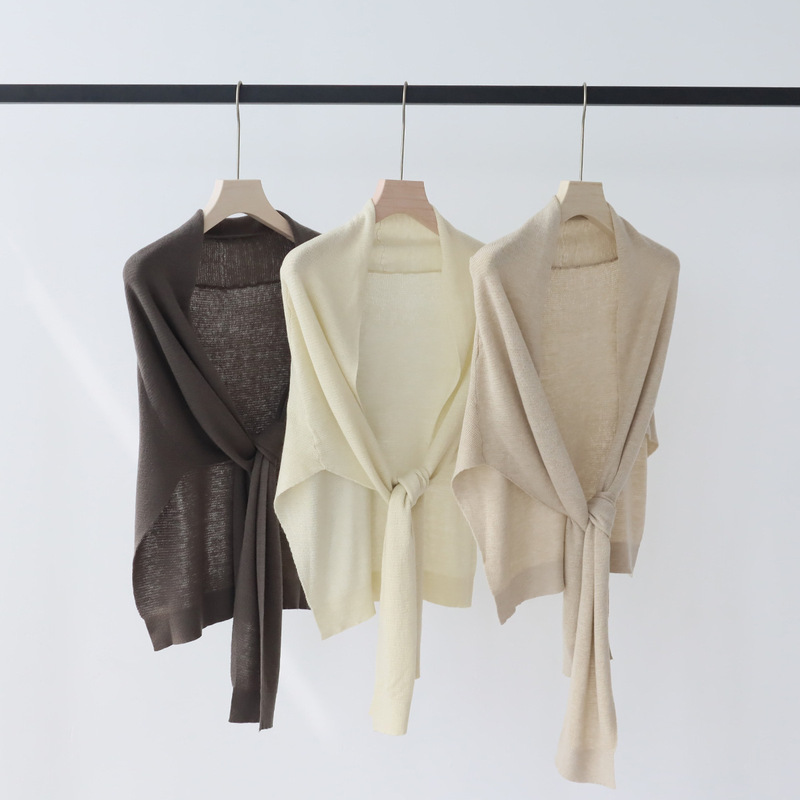 Wool Blended Fashionable All-match Knitted Shawl Women's Cross Ware Solid Color Wool Scarf Shoulder Pad Cervical Spine Pad