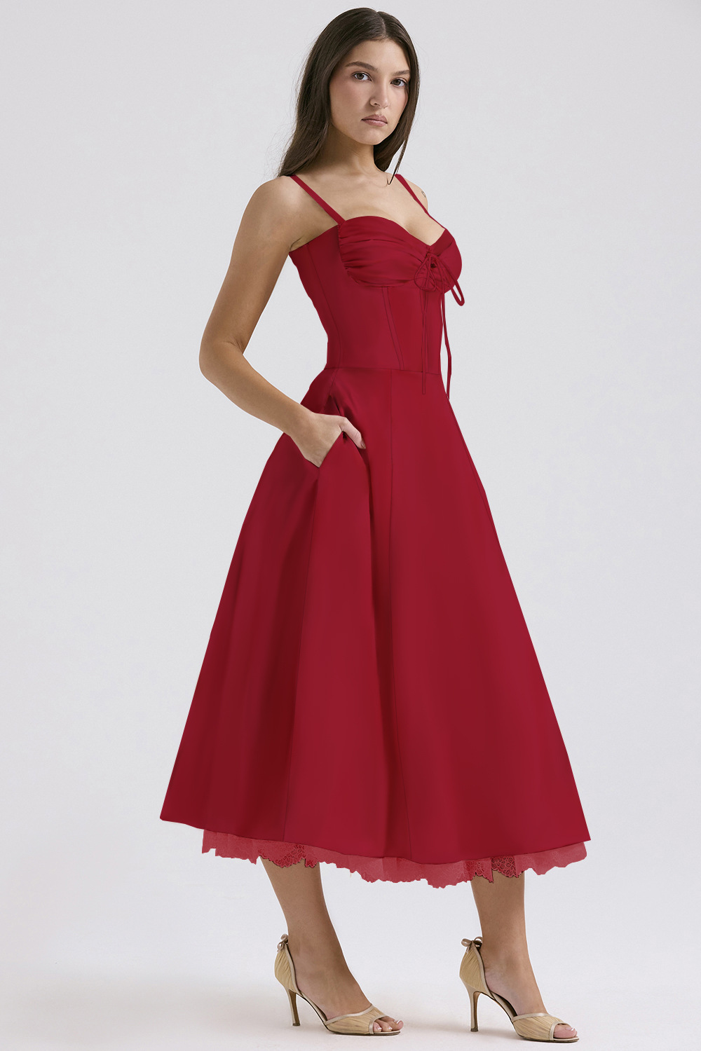 Wholesale Women's Vintage Style Ditsy Floral Solid Color Holiday Street Strap Sleeveless Strap Dress display picture 53