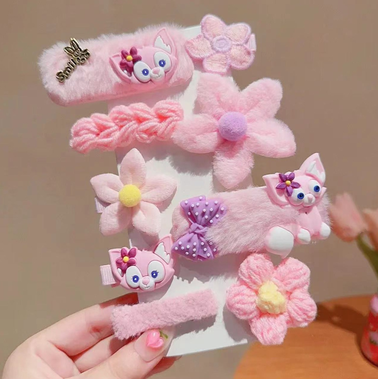 El otoño y el invierno de los nuevos niños de pelo de la horquilla accesorios de felpa horquilla de dibujos animados Ling na Bei Er clip lateral no hace daño a las niñas de pelo horquilla