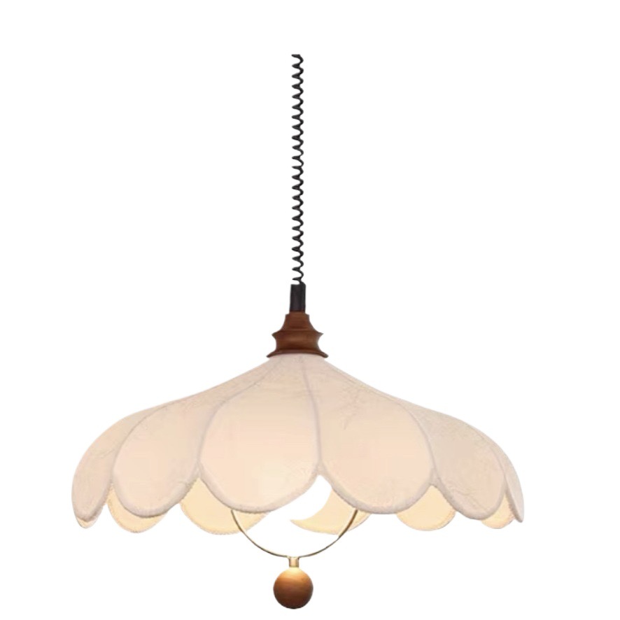 Araña de sala de estar de comedor de estilo crema retro francés, barra de bar retráctil, sala de estudio, balcón, mesa de té, candelabro de tela