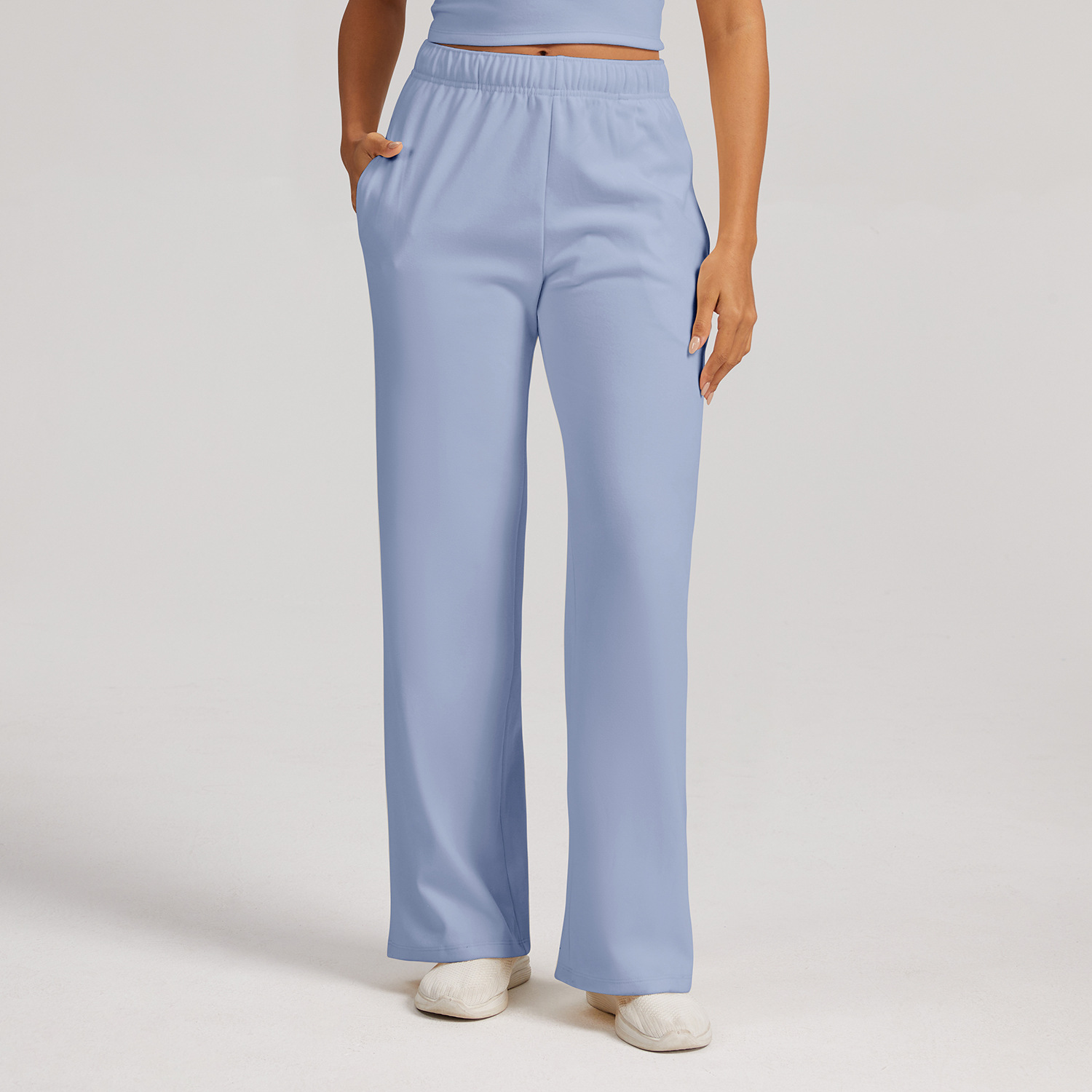 Europa y Estados Unidos transfronterizos de lana alemana de cintura alta y pantalones deportivos sueltos, pantalones casuales de piernas anchas, rectos, pantalones deportivos universales para mujeres