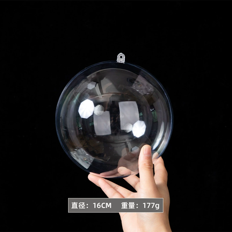 acrylic transparent ornament ball, split fillable, for Christmas and window displays, 4–20 cm