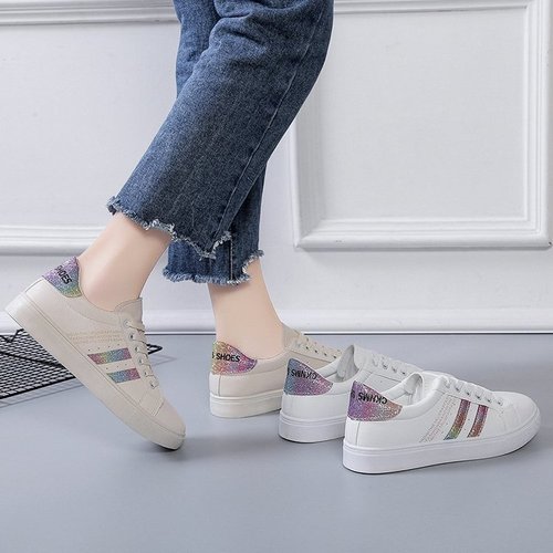 summer and autumn store new sneakers PU leather round toe ribbon fashion casual shoes student shoes small white shoes