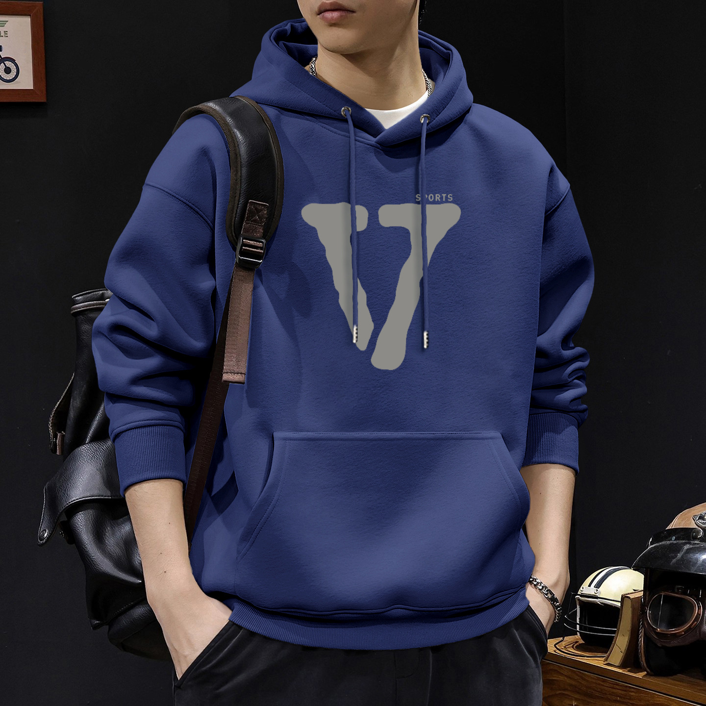 Azul escondido con sudadera normal - 1618