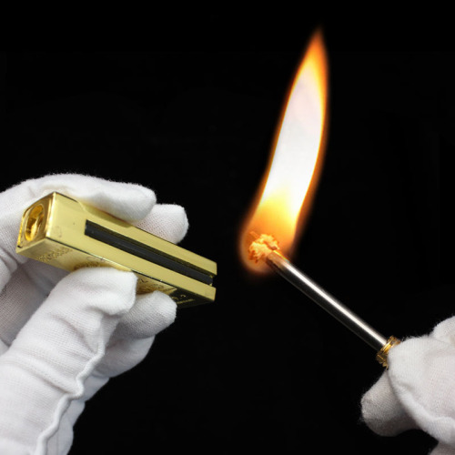 HY735 gold bar 10,000 matches metal kerosene lighter open flame cigarette lighter creative keychain smoking set wholesale