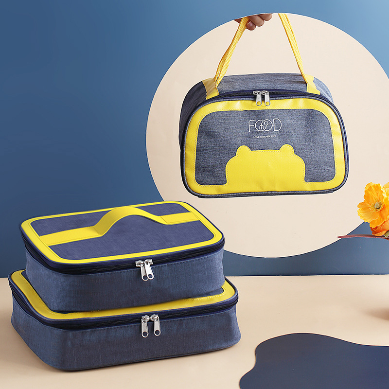 Denim Aluminum Foil Insulated Bag Wholesale Portable Fast Food Takeaway Bag Outdoor Picnic Student Lunch Bag Lunch Out