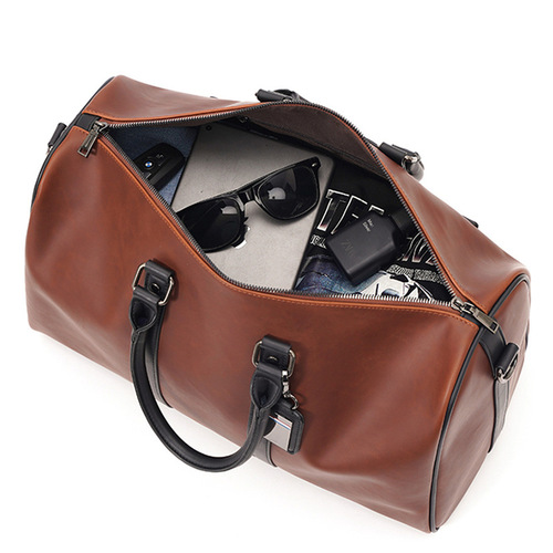 Wholesale large-capacity men's horizontal travel bag, short-distance luggage bag, trendy men's retro fitness bag, shoulder bag