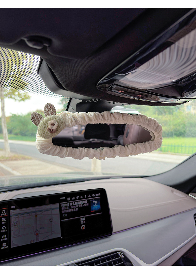 Car Rearview Mirror Decorative Cover for Women Creative Cartoon Cute Car Reversing Mirror Protective Cover Universal Car Interior Decoration
