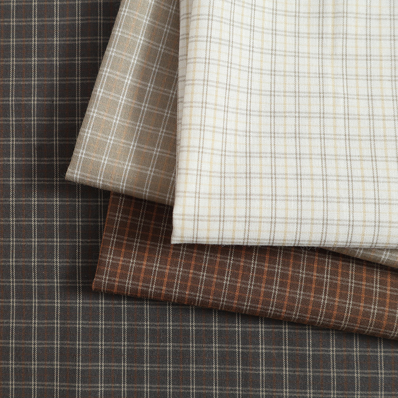 In-Stock Lightweight Fashion Plaid Fabric Japanese and Korean Style Small Checkered Shirts for Men and Women, Spring and Summer Children's Clothing, Craft Plaid Fabric