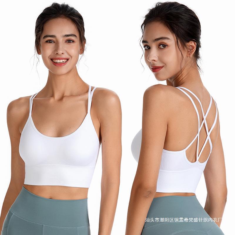 Cross-Border Foreign Trade Plus Size Yoga Sports Bra European and American Bra Thin Straps Cross Back Beautiful Fitness Underwear Women Wholesale