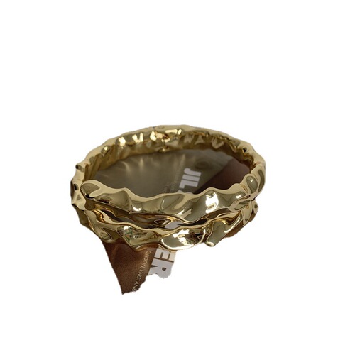 Solid Metal Texture Irregular Double-Open Bracelet with Unique Design, Fashionable and Refined, Lightweight Luxury Band