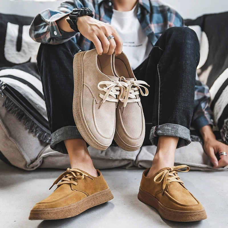Повседневная обувь, Мужская Новая Осенняя Рабочая обувь в стиле ретро, Мужская Рабочая обувь из коровьей замши, легкая мужская обувь с низким верхом, в зрелом стиле, Национальная модная мужская обувь