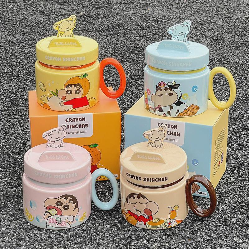 Crayón pequeño nuevo taza de agua de oficina hermosa taza de marca para estudiantes de alto valor de regalo de cumpleaños taza de cerámica con tapa