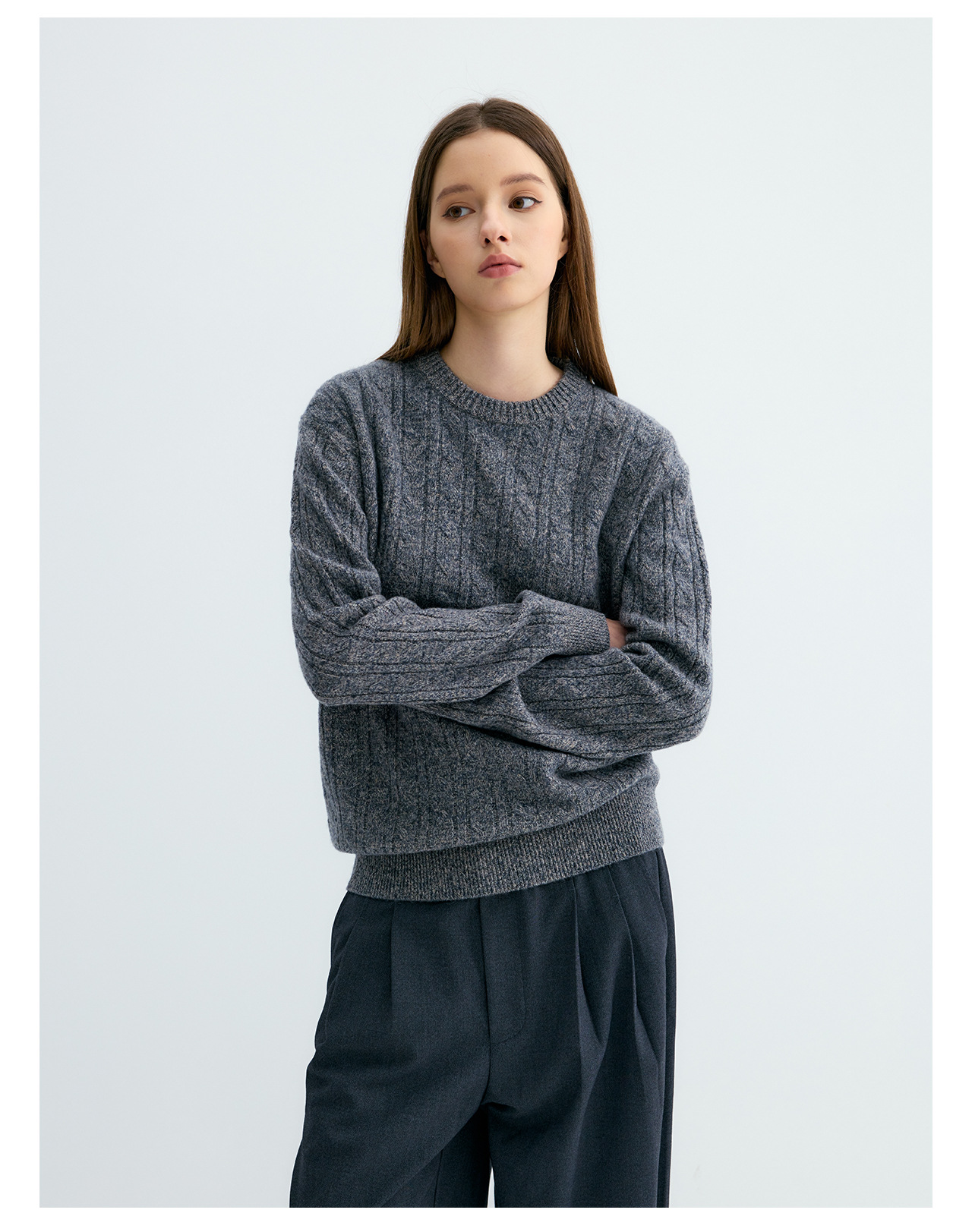 UNF Cable-Knit Crewneck Sweater