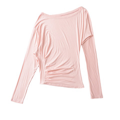 Pure Desire Style Hot Girl Autumn Lazy Style Gathered Shoulder Cover-up One-shoulder Waist-cinch Long-sleeve T-shirt Sexy and Slimming