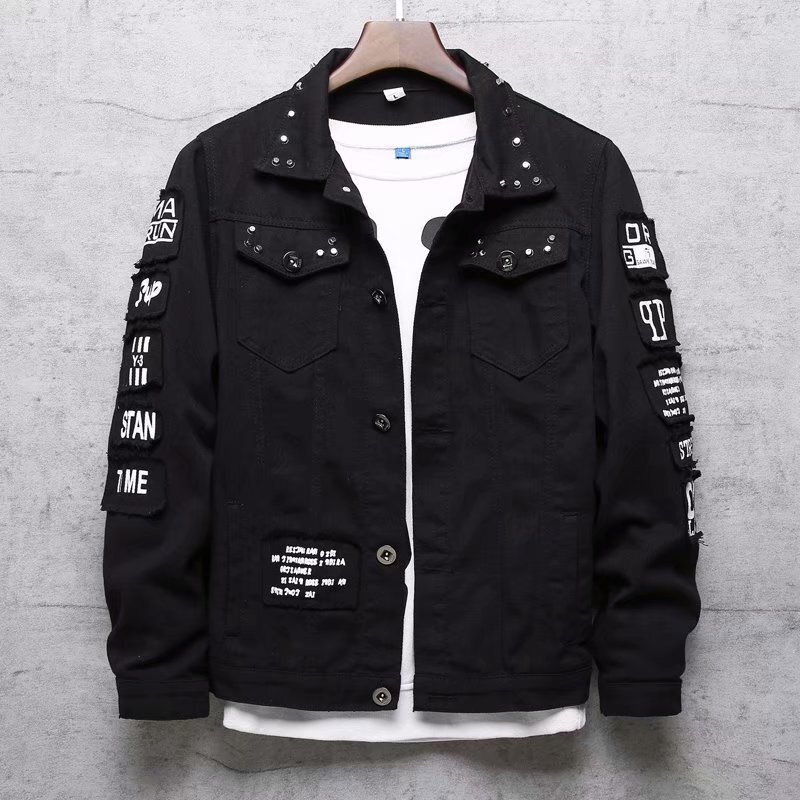 Ripped Denim Jacket Men's Korean Style Student Handsome Clothes Fashionable Loose Spring and Autumn Fashionable Brand Hong Kong Style Internet Popular Jacket