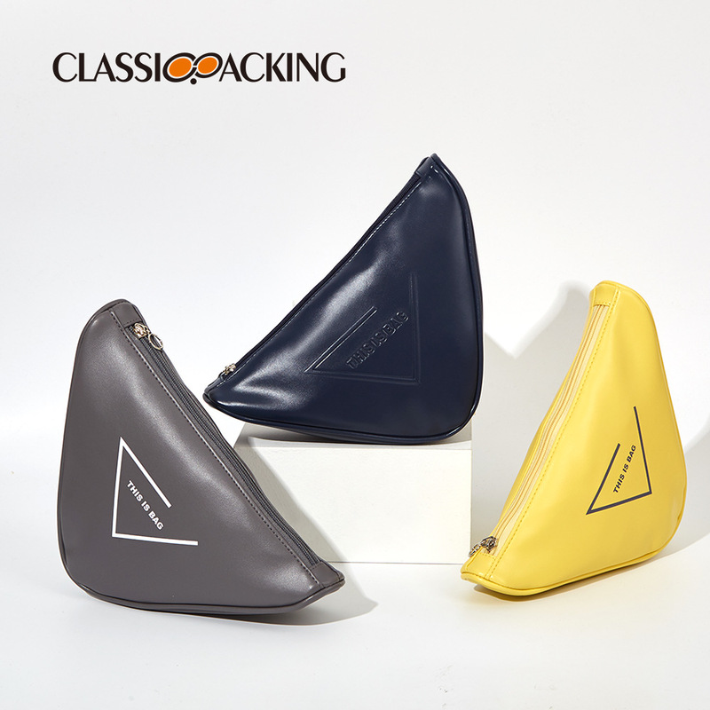 Designer pvc waterproof zipper wash storage bag letters travel finishing Bag Geometric Triangle zipper cosmetic bag