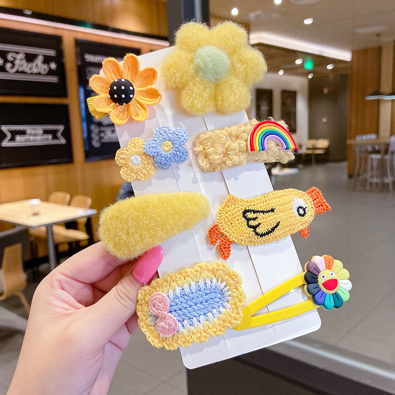 Cute clip de dibujos animados clip de borde conjunto frente cejas clip de cabello para chicas clip de BB otoño invierno de alta sensibilidad adornamiento de cabello tocado