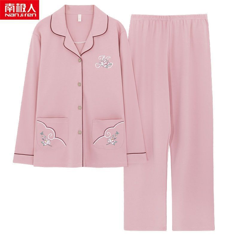 Pijamas Mujer Primavera y Otoño 2023 nuevo 100% algodón de manga larga a cuadros jóvenes y de mediana edad ropa para el hogar se puede usar fuera del traje