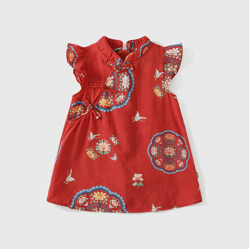 女童旗袍夏季2025新款洋气儿童装连衣裙中国风女宝宝裙子轻薄童装