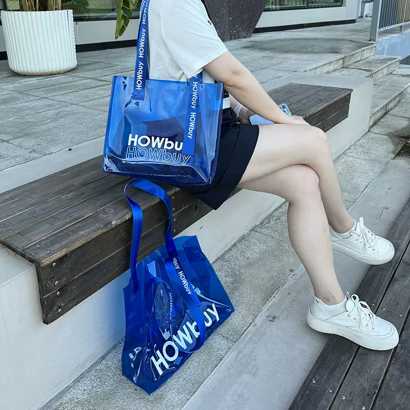 透明袋子定制手提网红防水手提袋镭射pvc塑料袋服装打包袋礼袋