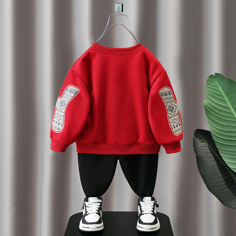 6146 Conjunto de suéter con letras para niños 2025 primavera y otoño nuevo estilo camisa de fondo para niños ropa de otoño para bebés de dos piezas