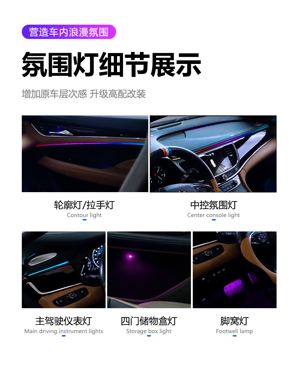 Buick Regal LaCrosse Special Car Interior Atmosphere Light Cold Light Decoration Central Control Atmosphere Light Foot Light