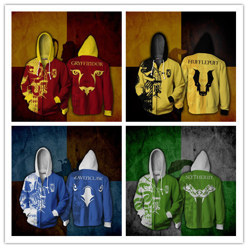 Foreign Trade New Japanese Cartoon Harry Potter 3D Printed Zipper Cardigan Hooded Sports Sweatshirt Cosplay Jacket