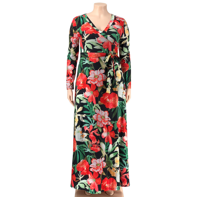 Sheath Dress Elegant V Neck Printing Nine Points Sleeve Flower Maxi Long Dress Daily Tea Party display picture 63