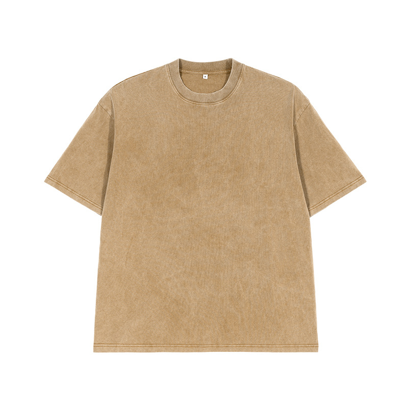 ETAI para hombre | Camiseta de cuello redondo lavada holgada de algodón pesado marca de moda de verano manga corta de hombre retro de alta calidad