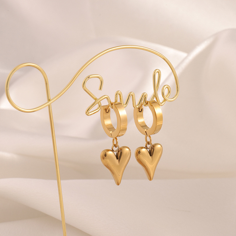 Pendientes de acero titanio, estilo coreano, de alta gama, modernos, diseño simple, pendientes con borla en forma de corazón, no se decoloran, pendientes chapados en oro real