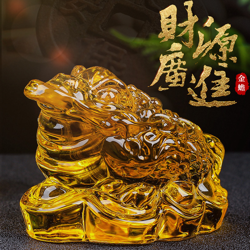 金ヒキガエル富クリスタルヒキガエル装飾品オープニング新築祝いホリデーギフトホームリビングルームオフィス装飾ティーペット|undefined