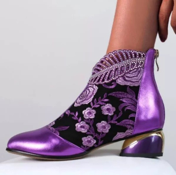 Women's Ethnic Style Printing Solid Color Point Toe Martin Boots display picture 4