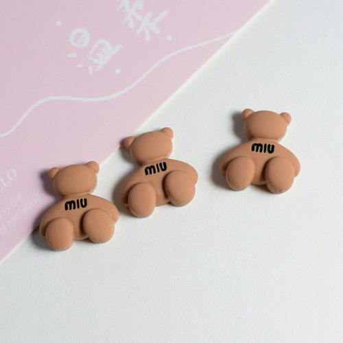 Bestselling Rice Coffee Milk Tea Color miu Bear Strawberry Bear Bow Tie Phone Case Resin Accessory Decoration Parts pj448