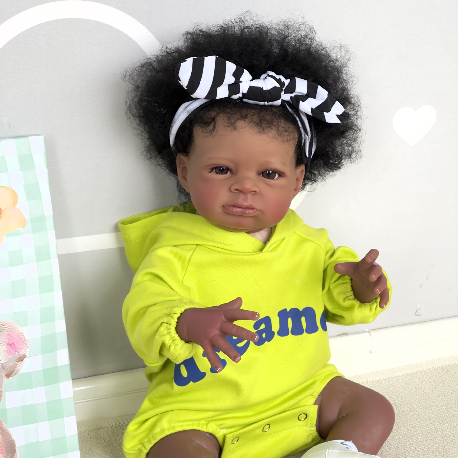 50cm muñeca de simulación muñeca de piel negra Lanny transfronteriza suministro de Venta caliente entrega de una sola pieza