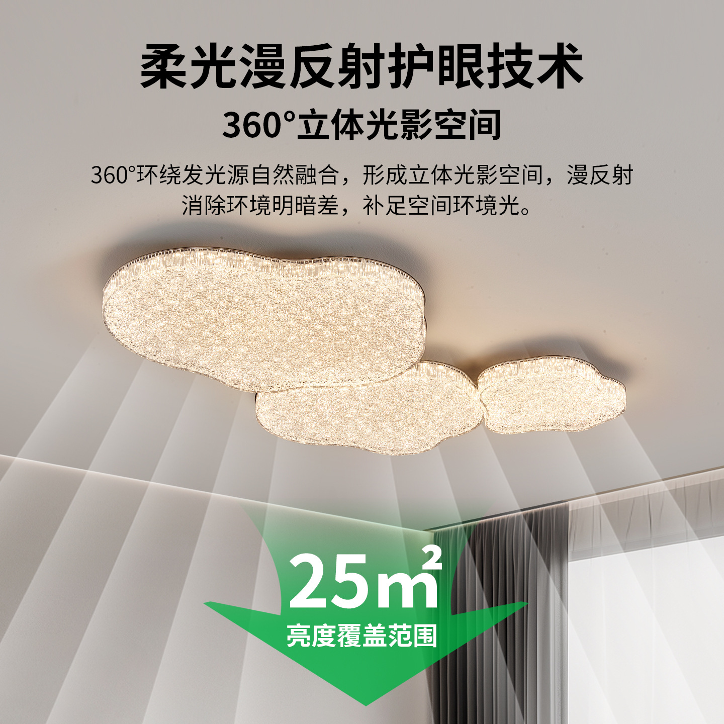 Luz de techo de la sala de estar italiana de lujo de alto nivel, nueva atmósfera simple y creativa de protección de los ojos de la sala de cristal 686L