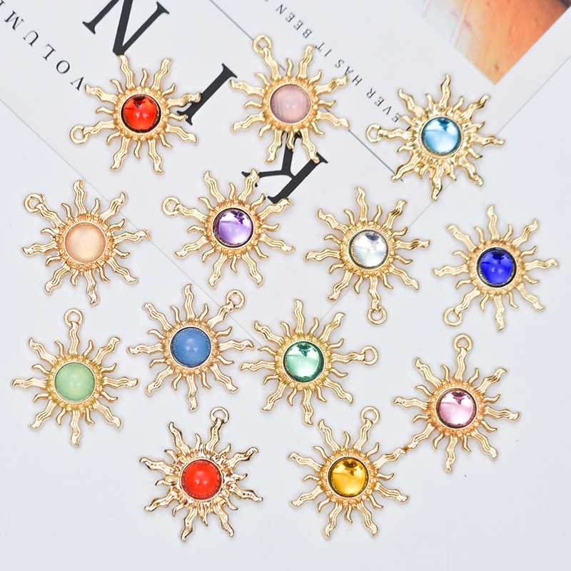 38g Weight Artificial Gemstones Inlay Material Charms, Jewelry Accessories Classification 10 PCS/Package Alloy Artificial Gemstones Sun
