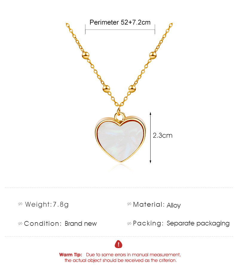 Fashion white heart-shape alloy necklace wholesale