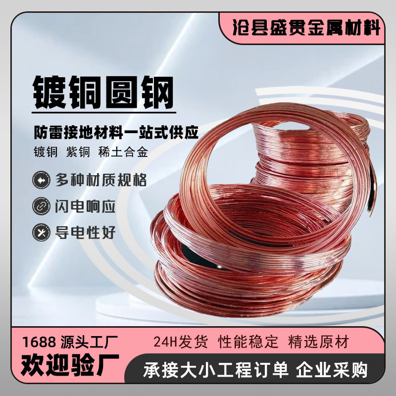 铜包钢圆钢电镀圆钢水平接地线覆铜镀铜圆线避雷引下线镀铜圆钢