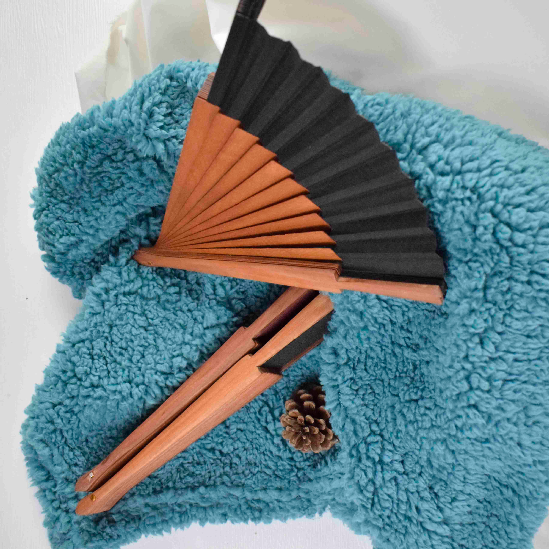 34 poliéster cuadrado ventilador de algodón brillante textura cepillo tung óleo hierro hueso de madera ventilador de madera español hermoso ventilador de regalo hecho a mano