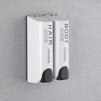 Дуо dispenser: держатель для мыла и геля для душа с двумя головками бело-серебристый, двойной отсек, дорожные флаконы