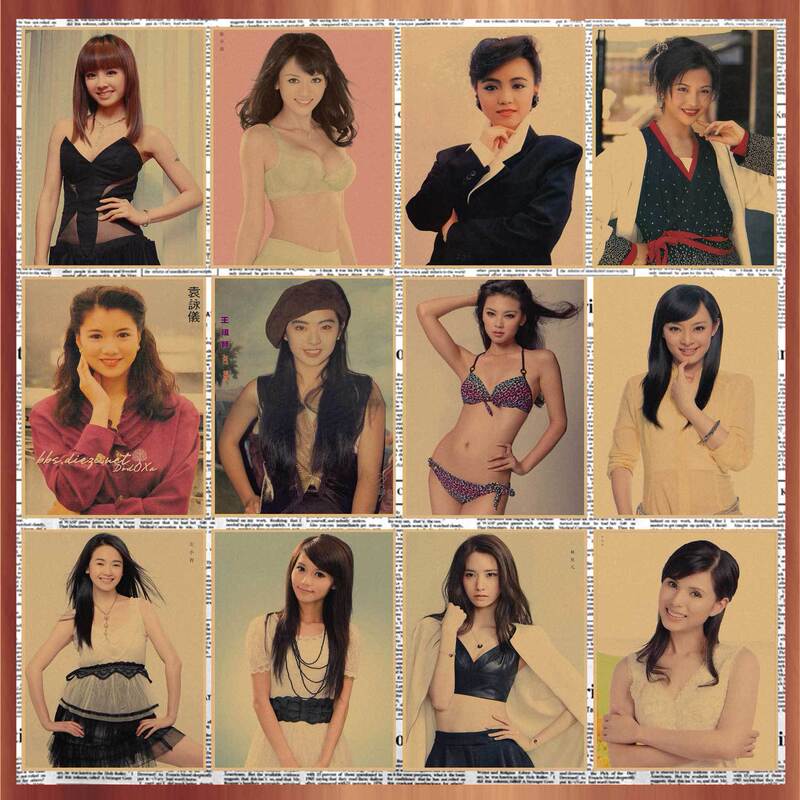 Nostalgia 80-90 s retro star poster singer star movie star kraft paper pictorial decorative painting wall painting mural 5