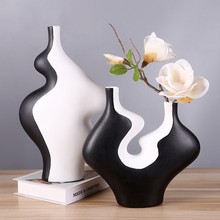 艺术细口陶瓷花瓶摆件美体瓶家居不规则形插花器饰品摆件客厅摆饰