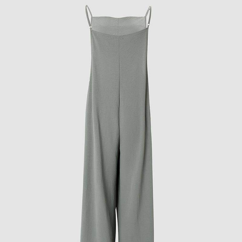 2023 Verano Nueva estación independiente de Amazon suministro transfronterizo Seda de hielo de las mujeres color sólido mono de la Honda Pantalones anchos