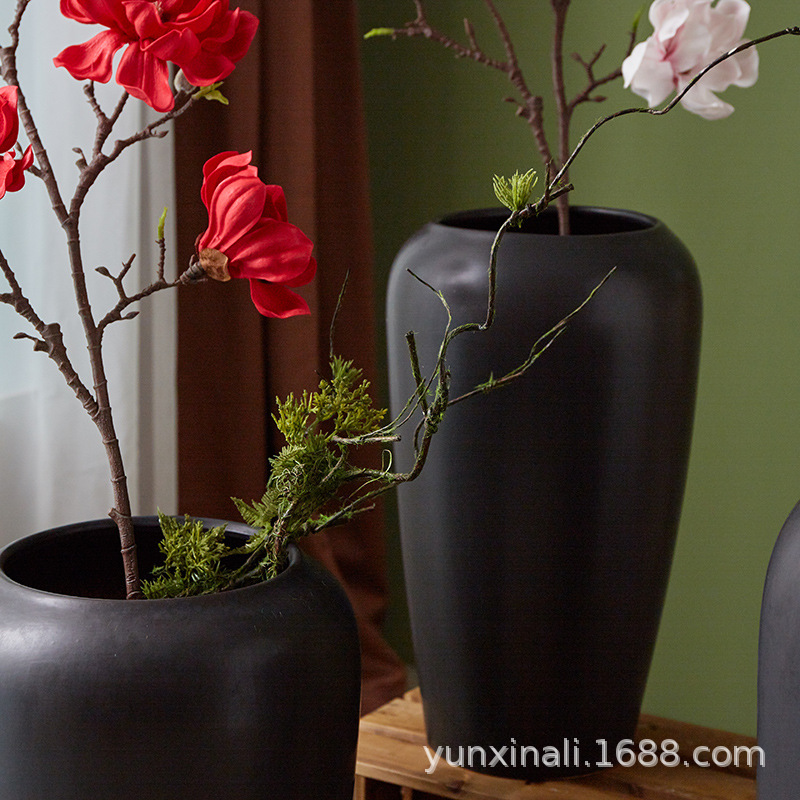 Estilo nórdico simple creativo ligero de lujo opaco jarrón de cerámica maceta de flores sala de estar inserción flor seca adornos