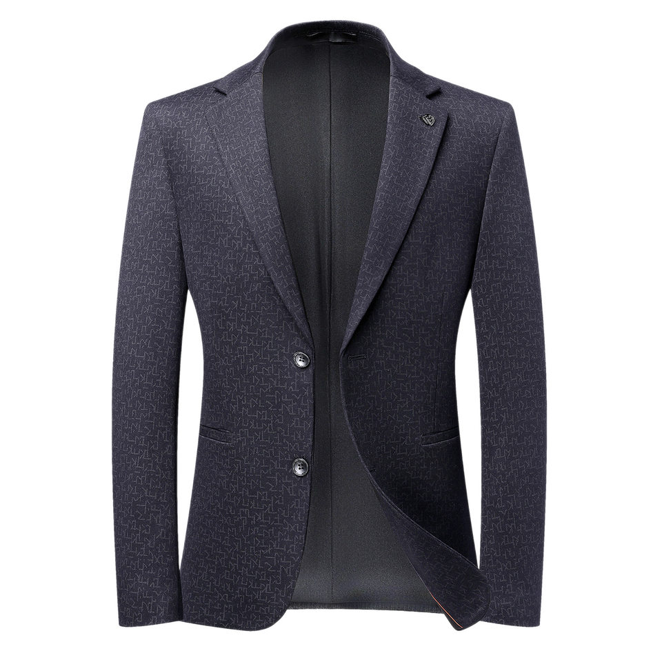 Áo vest nam dệt kim họa tiết chìm dáng ôm, dày dặn, không nhăn, phong cách công sở — Màu xanh dương, màu đen