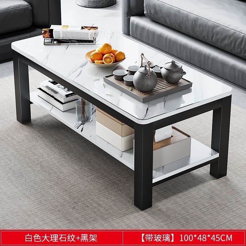Sala de estar pequeña mesa de té doméstica simple moderna mesa de té de vidrio templado nueva mesa de té de lujo rectangular ligera image 13