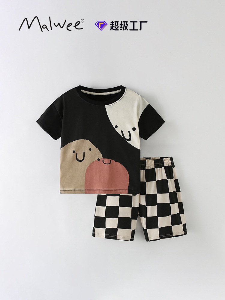 Traje de servicio a domicilio para niños malwee transfronterizo nuevo estilo de verano camiseta de cuello redondo para niños europeos y americanos